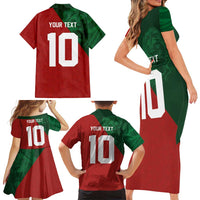 Custom Morocco National Football Family Matching Short Sleeve Bodycon Dress and Hawaiian Shirt The Atlas Lions Spirit - Wonder Print Shop