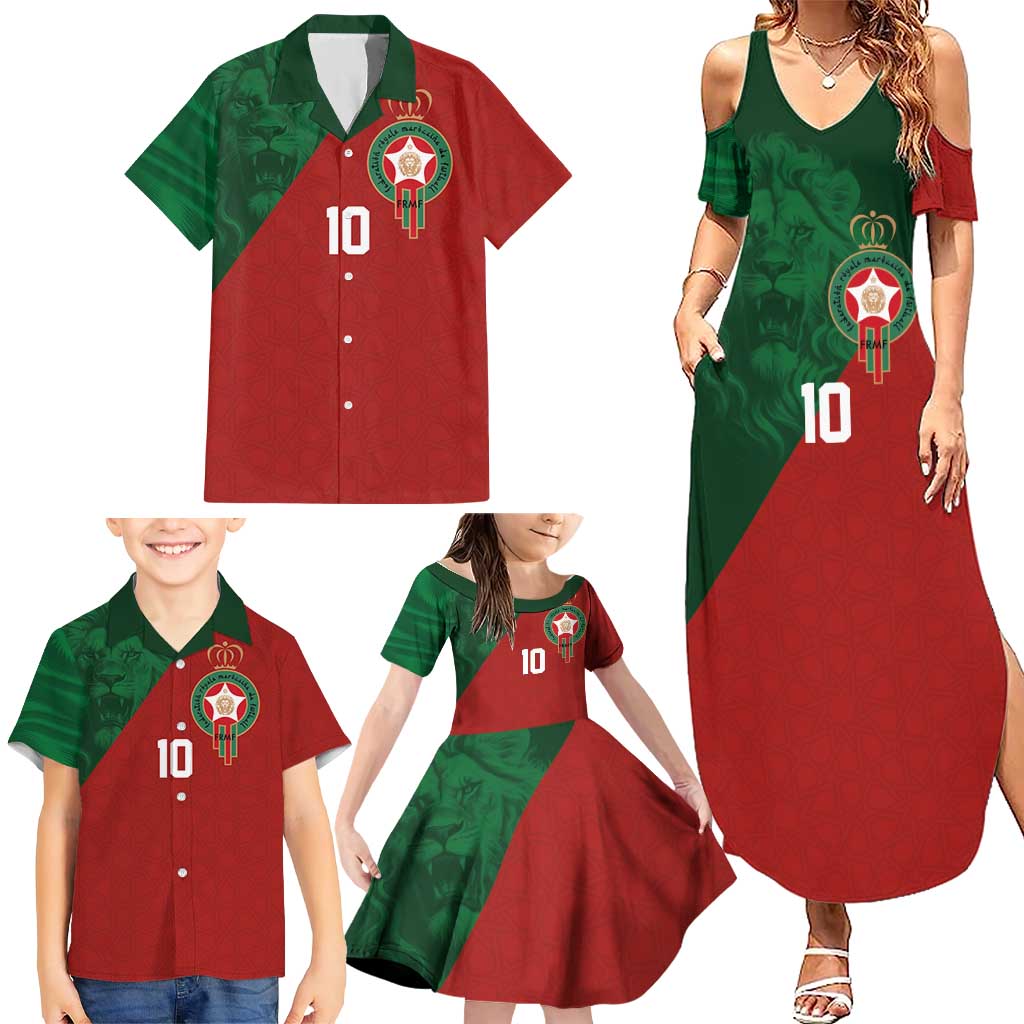 Custom Morocco National Football Family Matching Summer Maxi Dress and Hawaiian Shirt The Atlas Lions Spirit - Wonder Print Shop