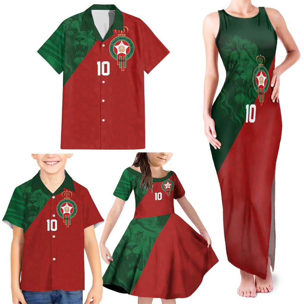 Custom Morocco National Football Family Matching Tank Maxi Dress and Hawaiian Shirt The Atlas Lions Spirit - Wonder Print Shop
