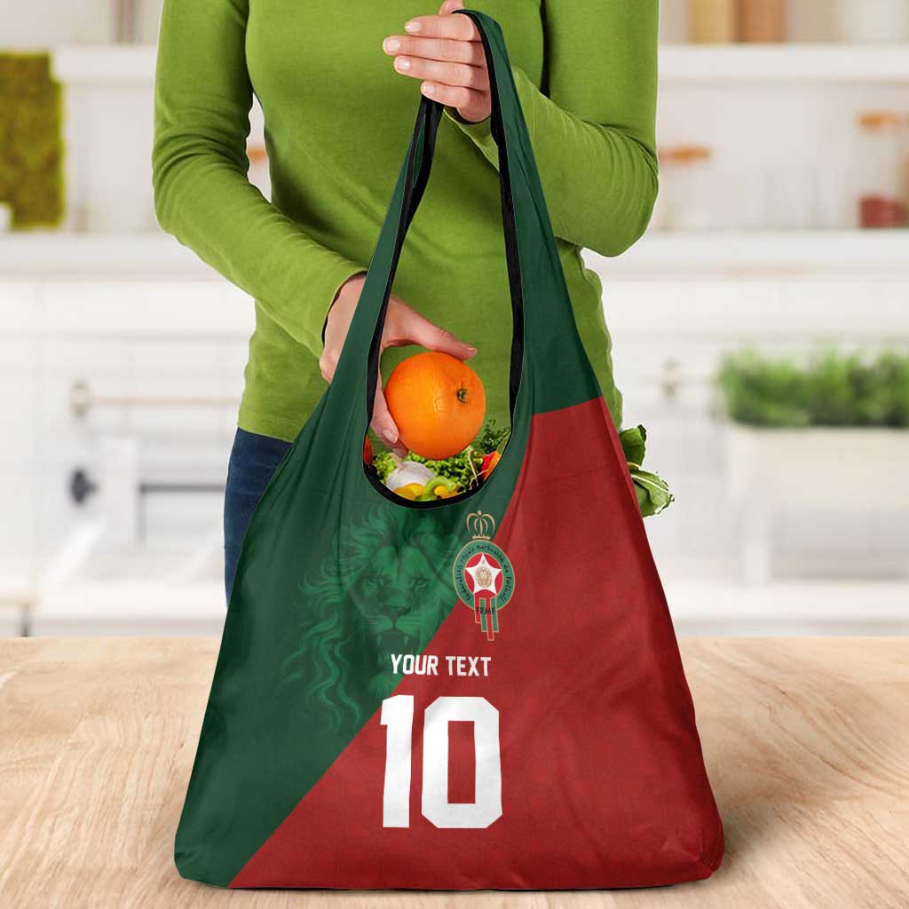 Custom Morocco National Football Grocery Bag The Atlas Lions Spirit - Wonder Print Shop