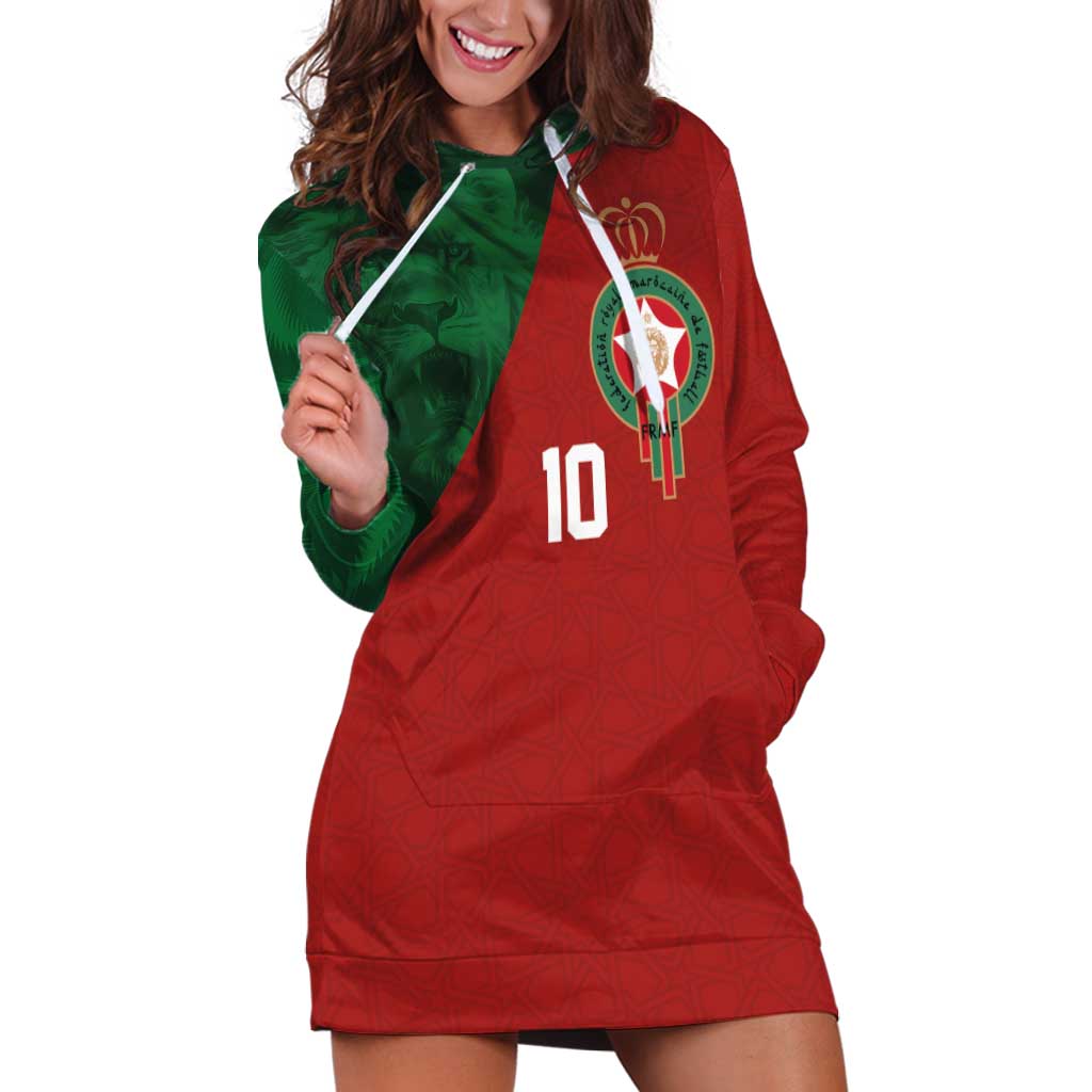 Custom Morocco National Football Hoodie Dress The Atlas Lions Spirit - Wonder Print Shop