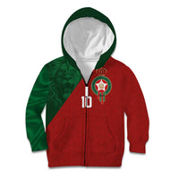 Custom Morocco National Football Kid Hoodie The Atlas Lions Spirit - Wonder Print Shop