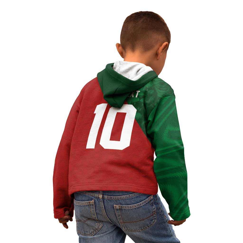 Custom Morocco National Football Kid Hoodie The Atlas Lions Spirit - Wonder Print Shop