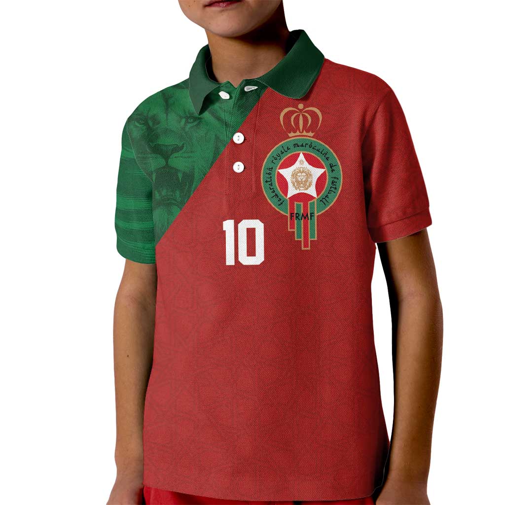 Custom Morocco National Football Kid Polo Shirt The Atlas Lions Spirit - Wonder Print Shop