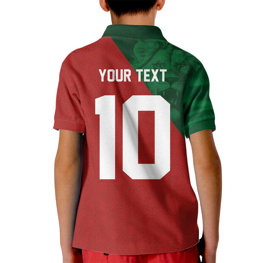 Custom Morocco National Football Kid Polo Shirt The Atlas Lions Spirit - Wonder Print Shop