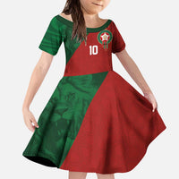 Custom Morocco National Football Kid Short Sleeve Dress The Atlas Lions Spirit - Wonder Print Shop