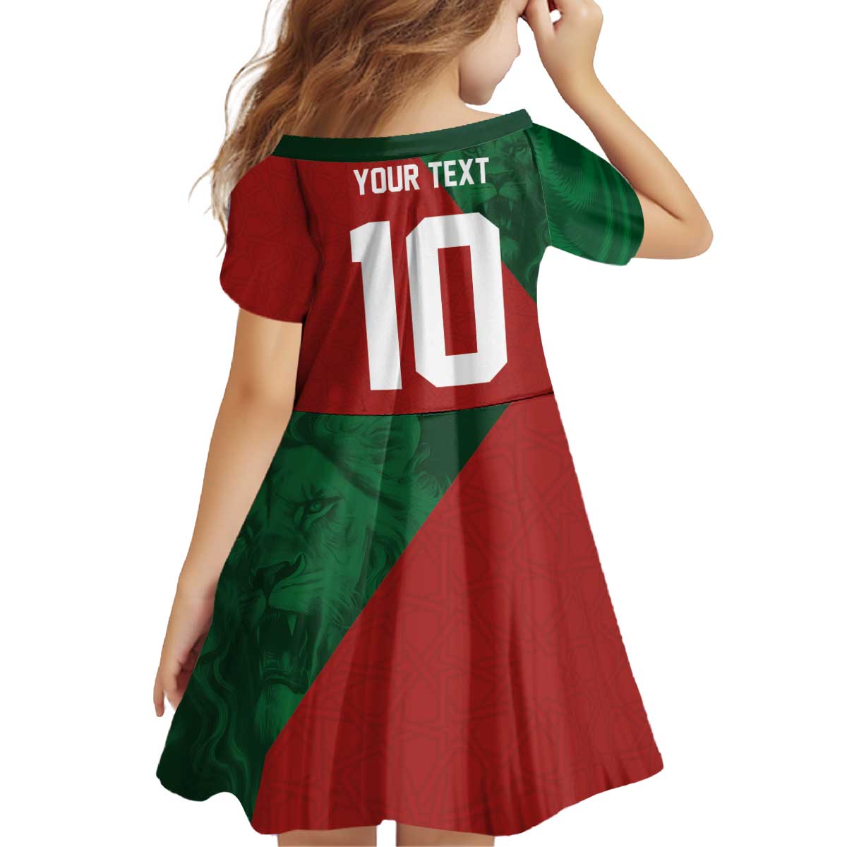 Custom Morocco National Football Kid Short Sleeve Dress The Atlas Lions Spirit - Wonder Print Shop