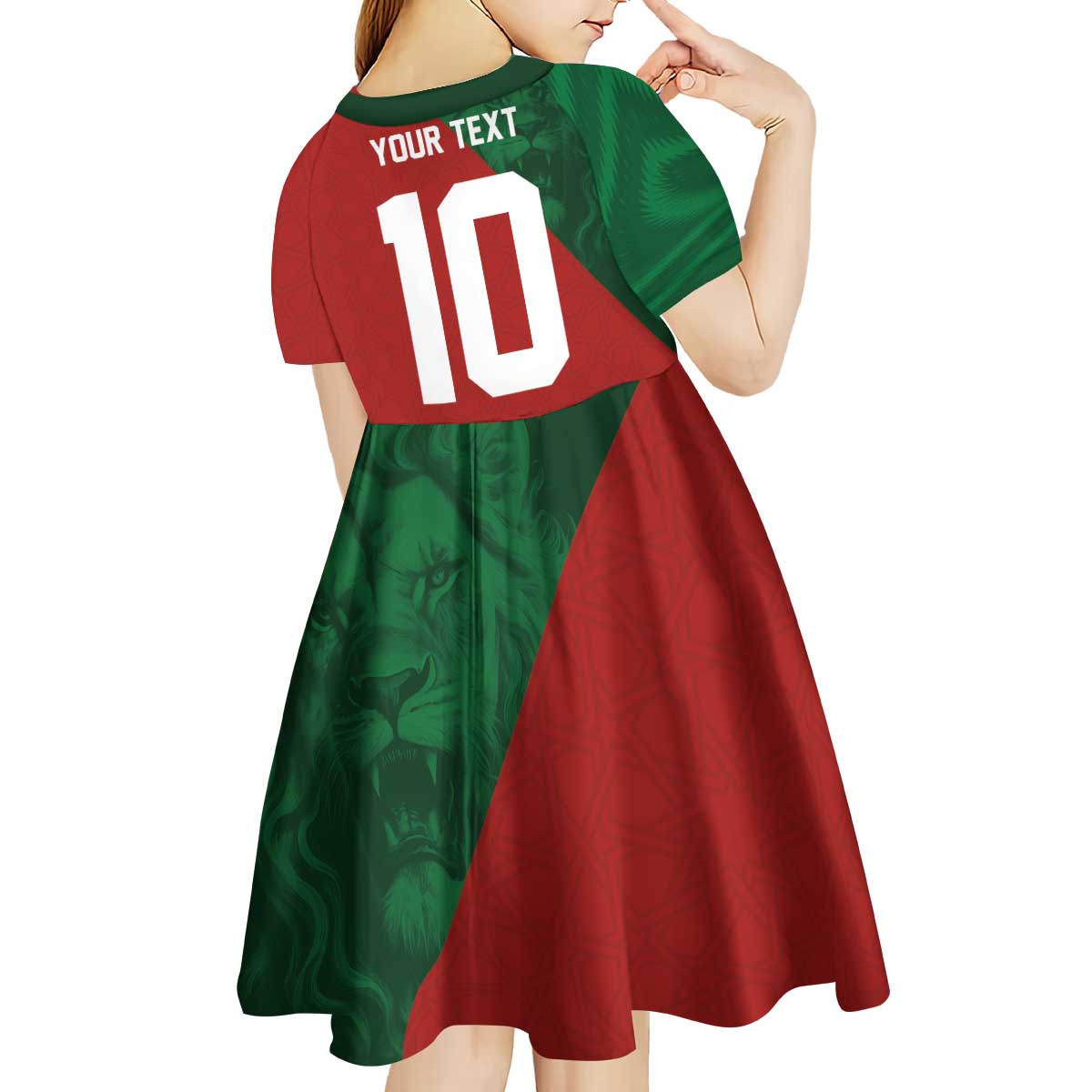 Custom Morocco National Football Kid Short Sleeve Dress The Atlas Lions Spirit - Wonder Print Shop