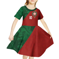 Custom Morocco National Football Kid Short Sleeve Dress The Atlas Lions Spirit - Wonder Print Shop