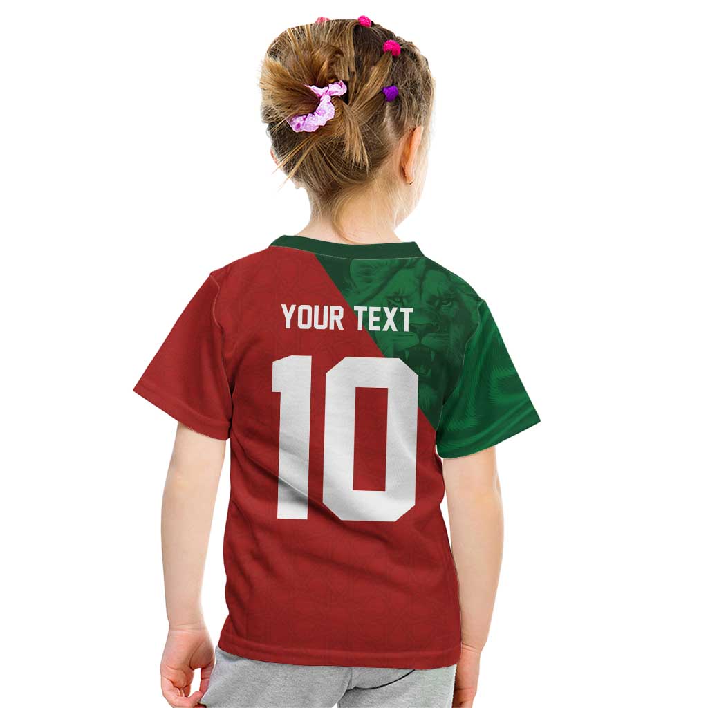 Custom Morocco National Football Kid T Shirt The Atlas Lions Spirit - Wonder Print Shop