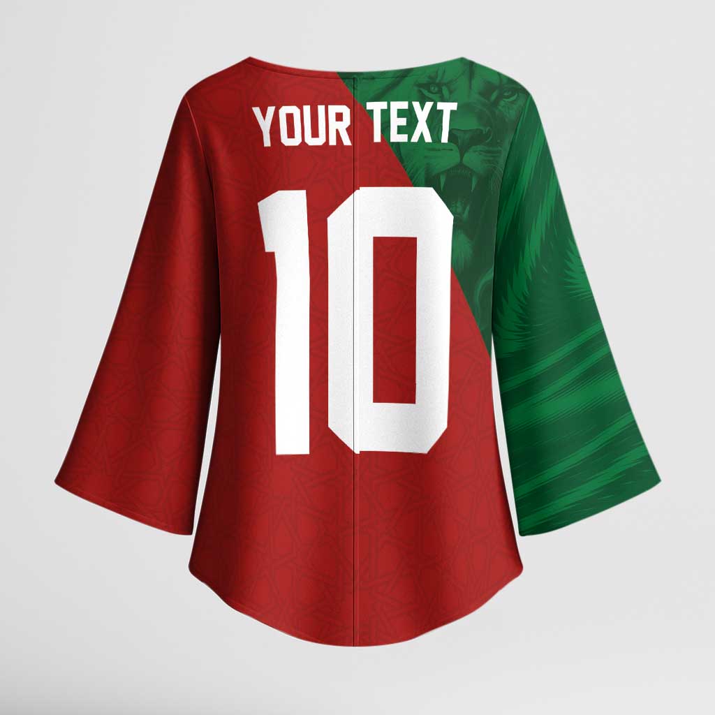 Custom Morocco National Football Kimono Sleeve Blouse The Atlas Lions Spirit - Wonder Print Shop