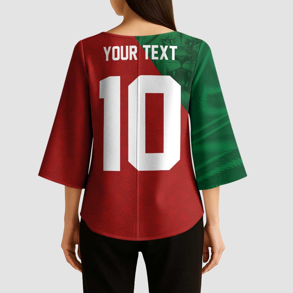 Custom Morocco National Football Kimono Sleeve Blouse The Atlas Lions Spirit - Wonder Print Shop