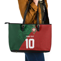 Custom Morocco National Football Leather Tote Bag The Atlas Lions Spirit - Wonder Print Shop