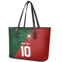 Custom Morocco National Football Leather Tote Bag The Atlas Lions Spirit - Wonder Print Shop