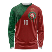 Custom Morocco National Football Long Sleeve Shirt The Atlas Lions Spirit - Wonder Print Shop