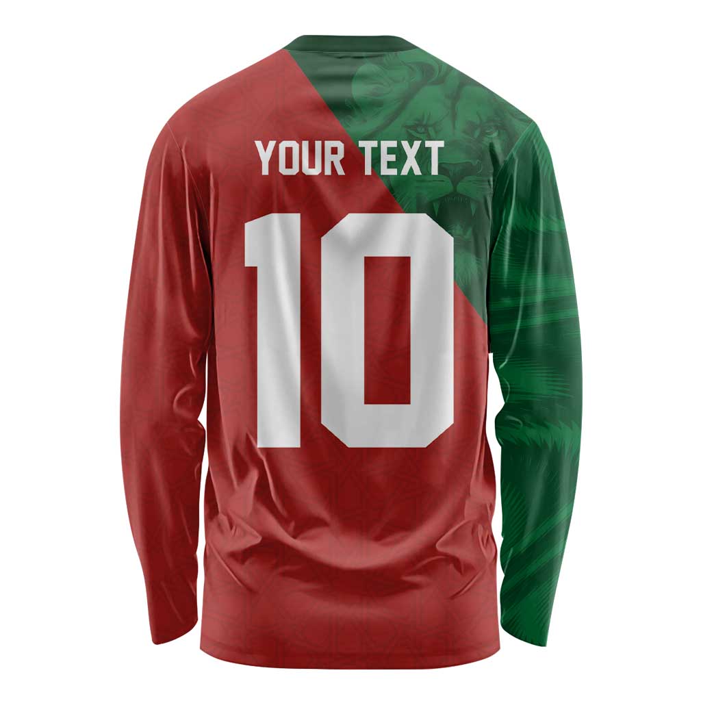 Custom Morocco National Football Long Sleeve Shirt The Atlas Lions Spirit - Wonder Print Shop