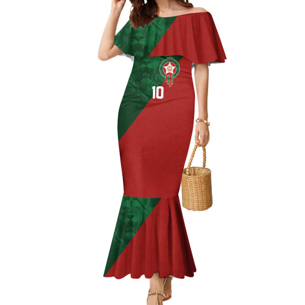Custom Morocco National Football Mermaid Dress The Atlas Lions Spirit - Wonder Print Shop