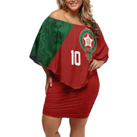 Custom Morocco National Football Off Shoulder Short Dress The Atlas Lions Spirit - Wonder Print Shop
