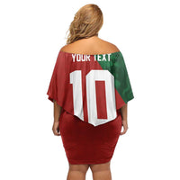 Custom Morocco National Football Off Shoulder Short Dress The Atlas Lions Spirit - Wonder Print Shop