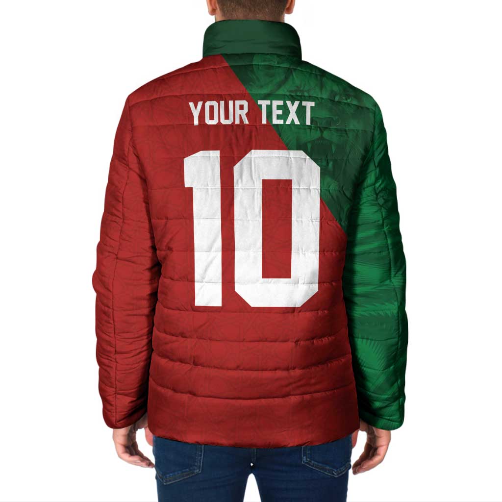 Custom Morocco National Football Padded Jacket The Atlas Lions Spirit - Wonder Print Shop