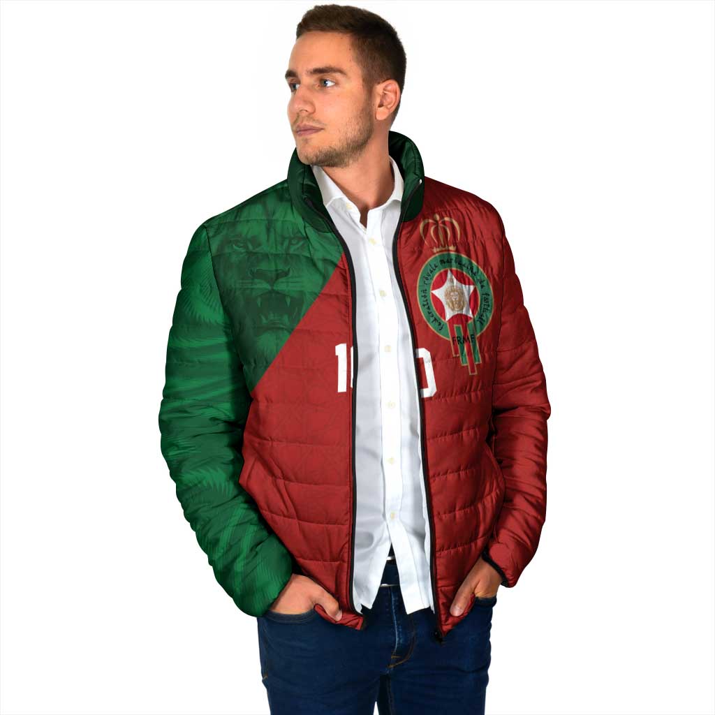 Custom Morocco National Football Padded Jacket The Atlas Lions Spirit - Wonder Print Shop