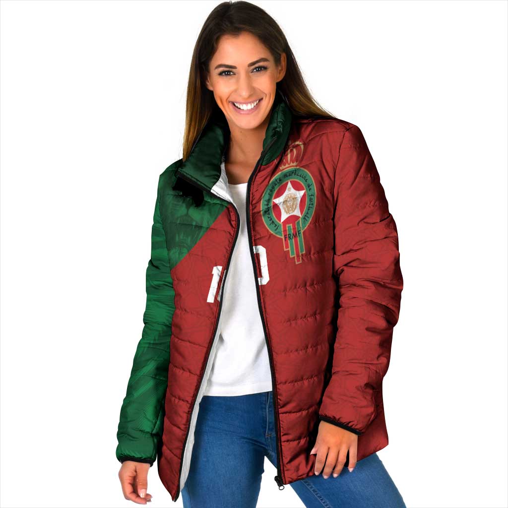 Custom Morocco National Football Padded Jacket The Atlas Lions Spirit - Wonder Print Shop