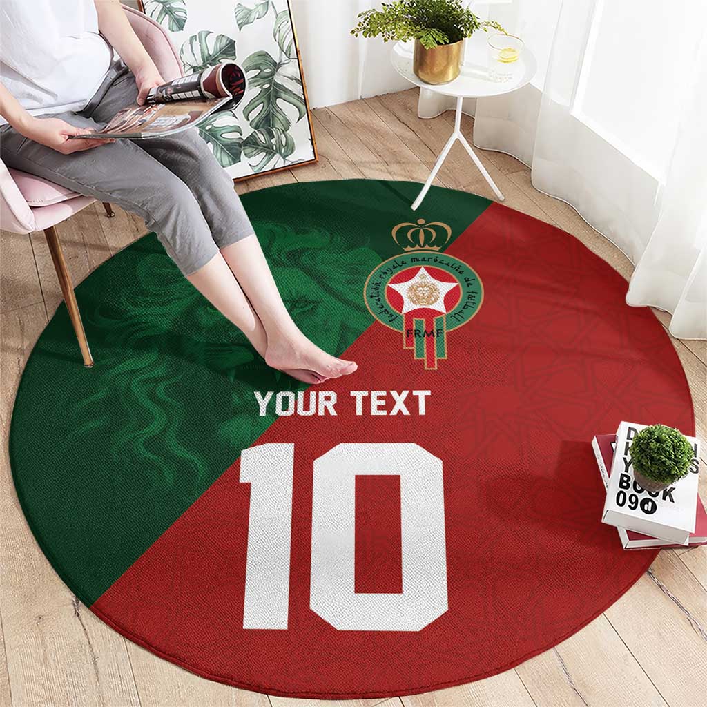 Custom Morocco National Football Round Carpet The Atlas Lions Spirit - Wonder Print Shop