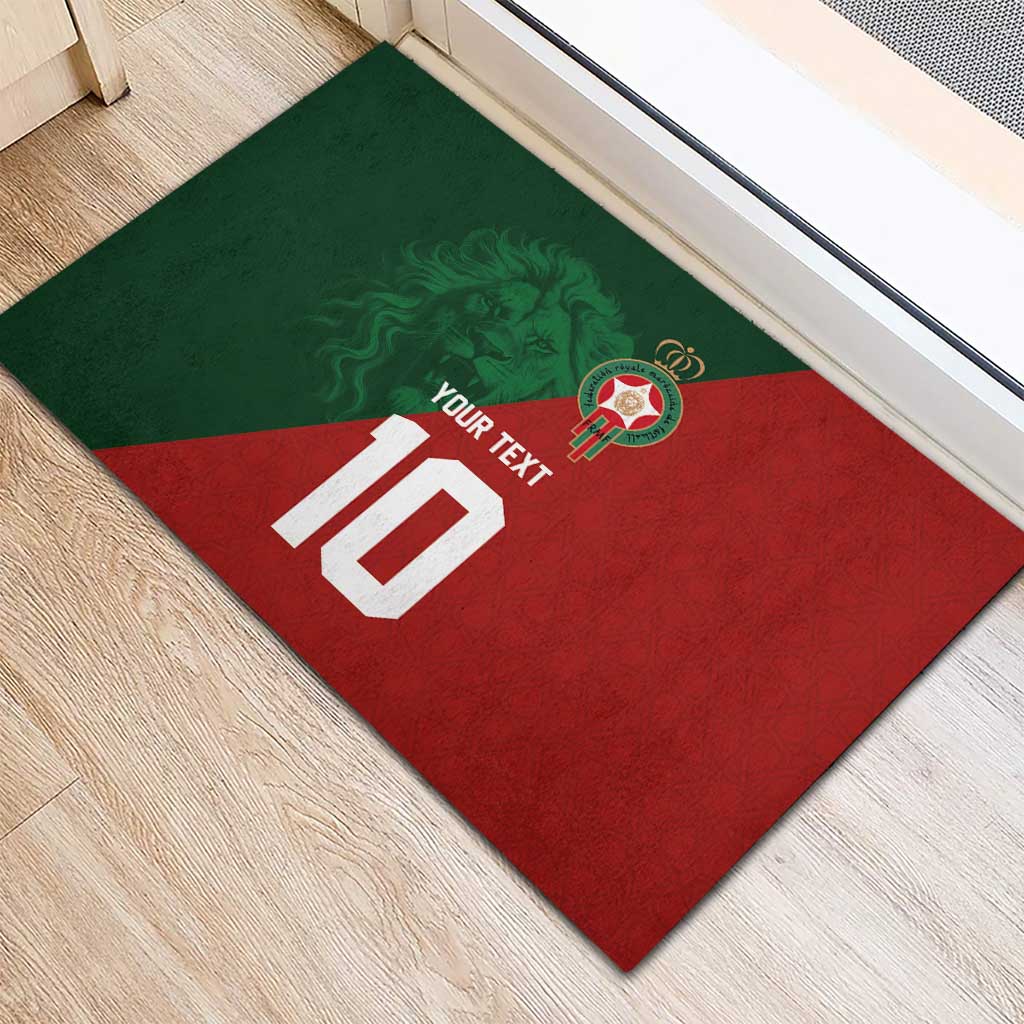 Custom Morocco National Football Rubber Doormat The Atlas Lions Spirit - Wonder Print Shop