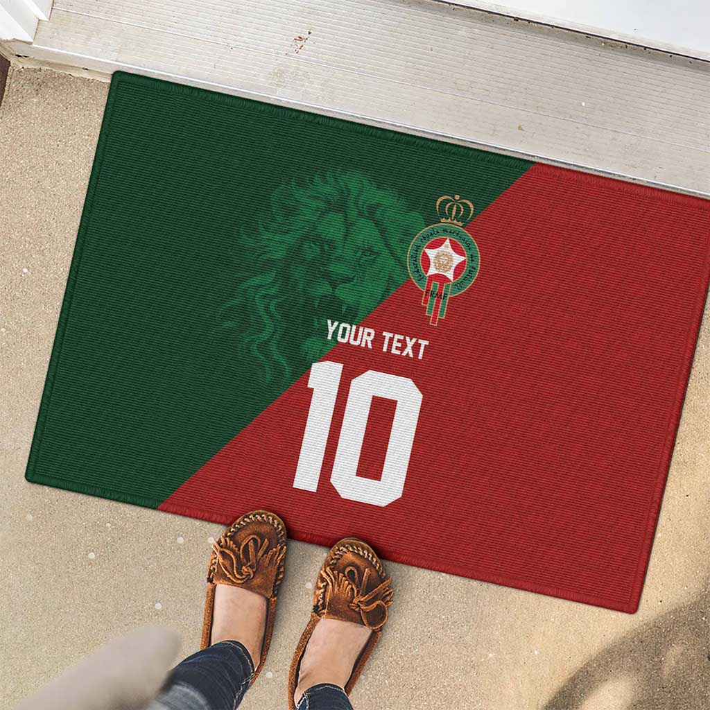 Custom Morocco National Football Rubber Doormat The Atlas Lions Spirit - Wonder Print Shop