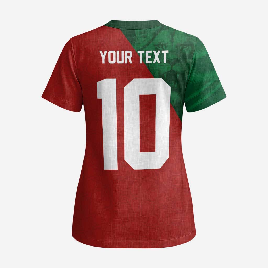Custom Morocco National Football Scrub Top The Atlas Lions Spirit - Wonder Print Shop