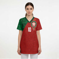 Custom Morocco National Football Scrub Top The Atlas Lions Spirit - Wonder Print Shop