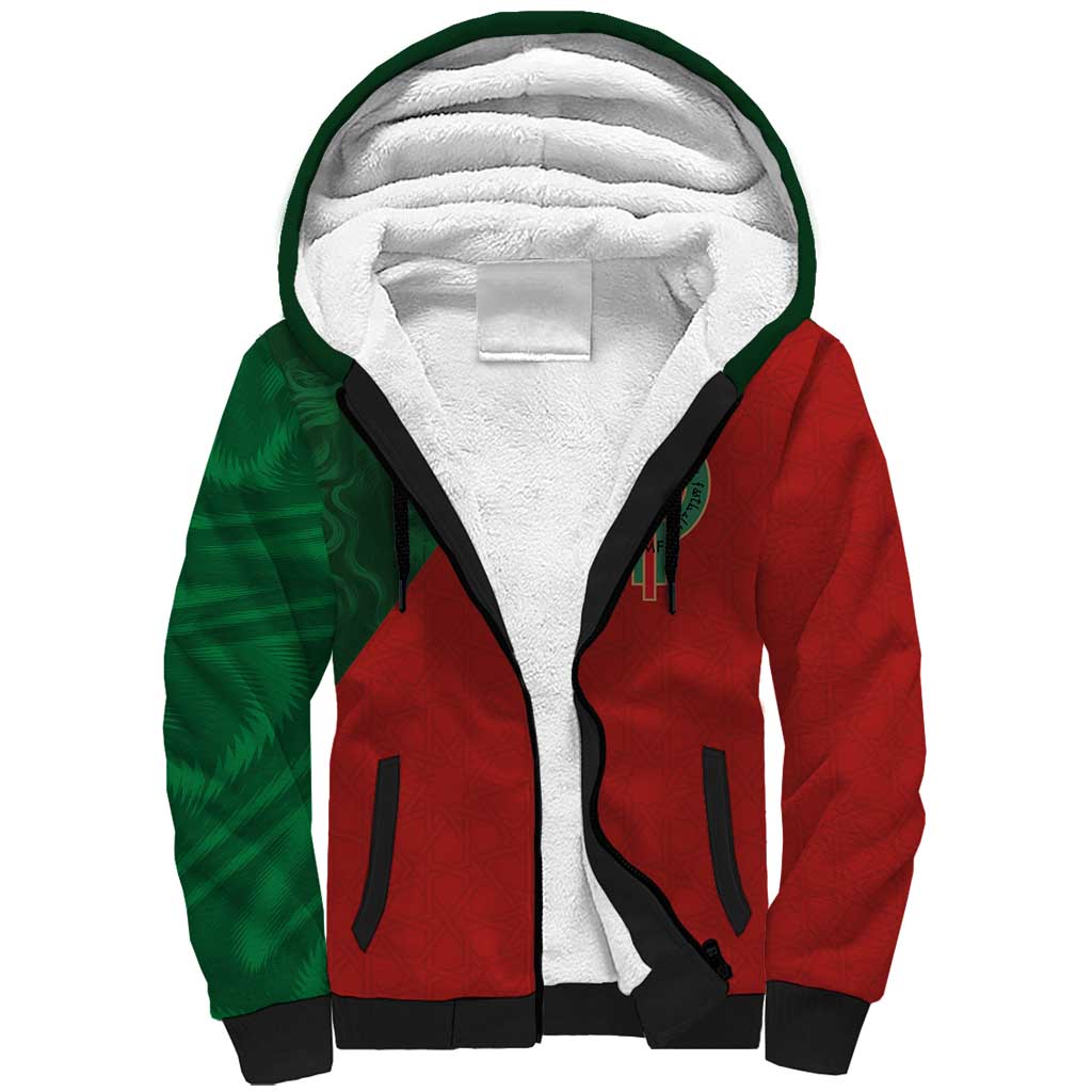 Custom Morocco National Football Sherpa Hoodie The Atlas Lions Spirit - Wonder Print Shop