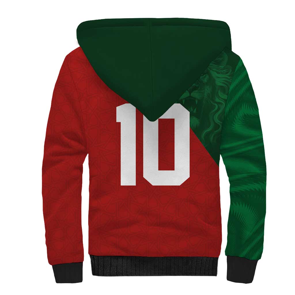 Custom Morocco National Football Sherpa Hoodie The Atlas Lions Spirit - Wonder Print Shop