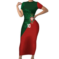 Custom Morocco National Football Short Sleeve Bodycon Dress The Atlas Lions Spirit - Wonder Print Shop