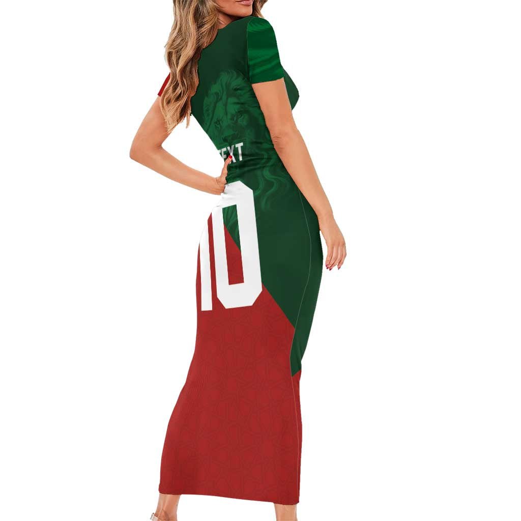 Custom Morocco National Football Short Sleeve Bodycon Dress The Atlas Lions Spirit - Wonder Print Shop