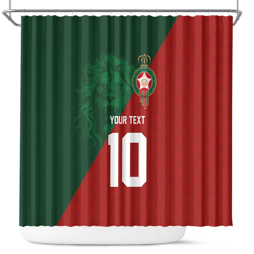 Custom Morocco National Football Shower Curtain The Atlas Lions Spirit - Wonder Print Shop