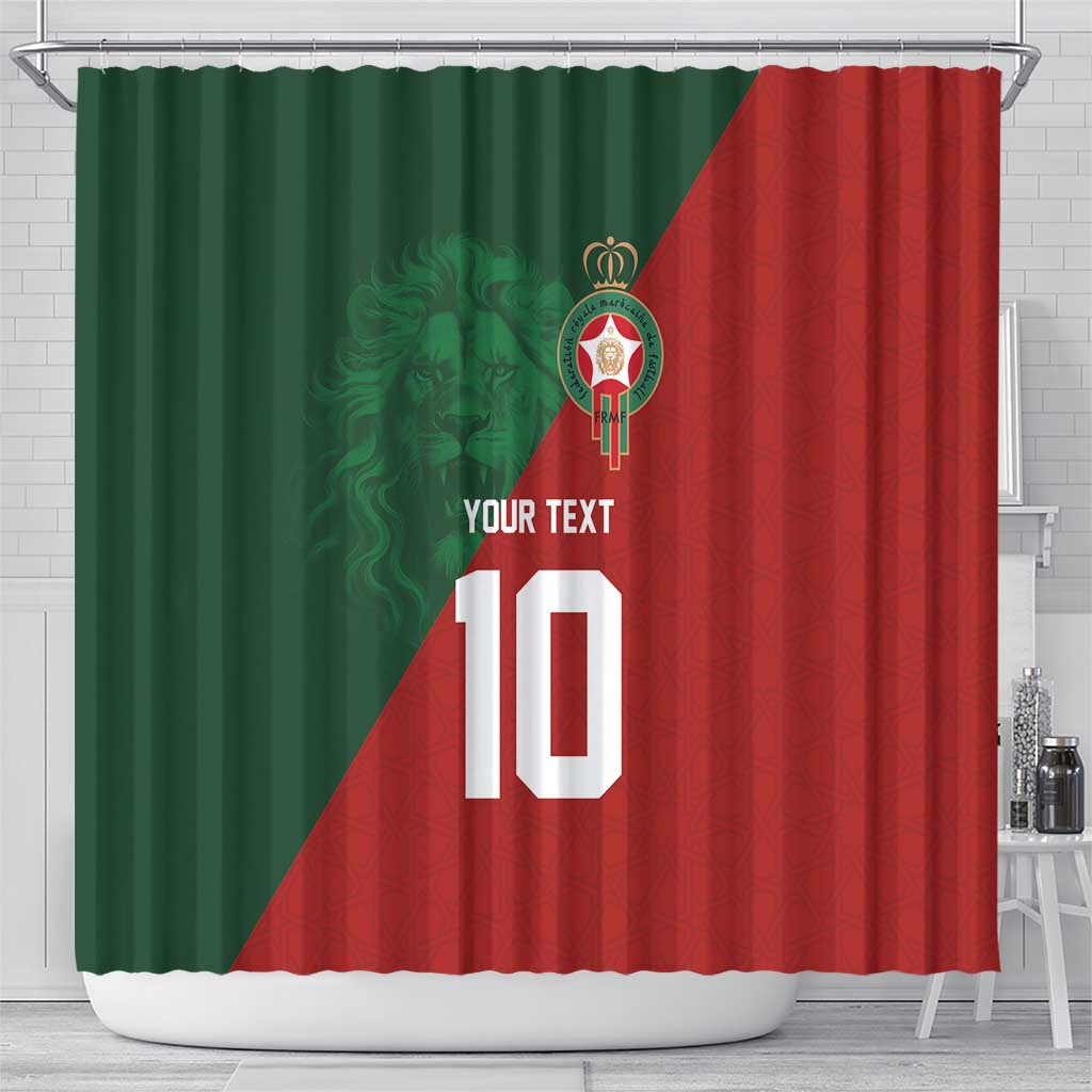 Custom Morocco National Football Shower Curtain The Atlas Lions Spirit - Wonder Print Shop