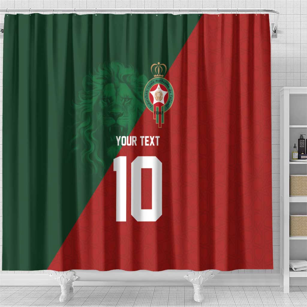 Custom Morocco National Football Shower Curtain The Atlas Lions Spirit - Wonder Print Shop