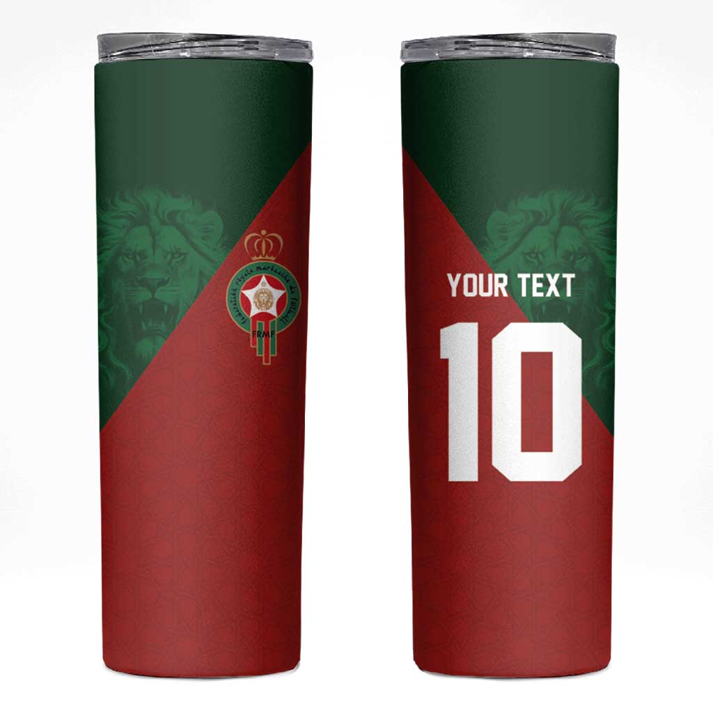 Custom Morocco National Football Skinny Tumbler The Atlas Lions Spirit - Wonder Print Shop
