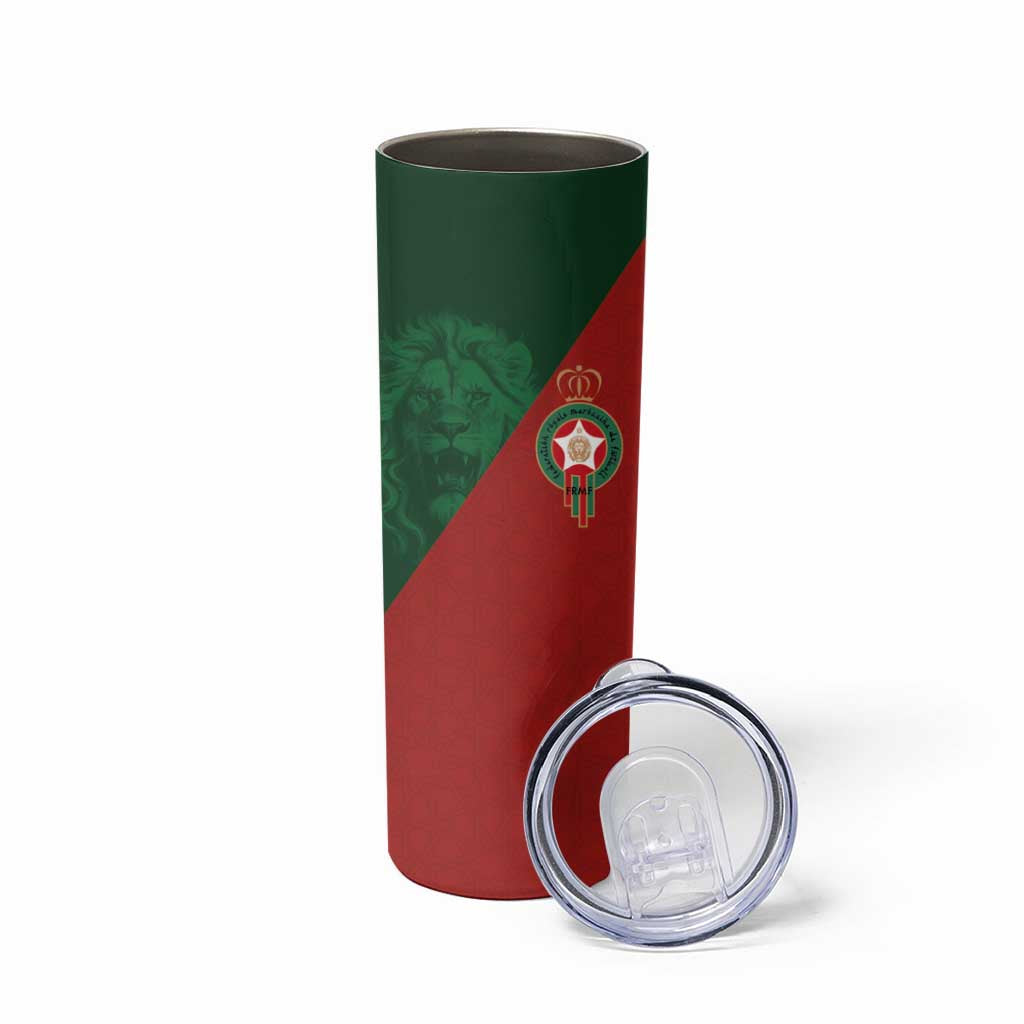 Custom Morocco National Football Skinny Tumbler The Atlas Lions Spirit - Wonder Print Shop