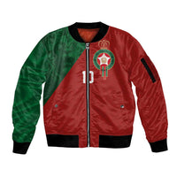Custom Morocco National Football Sleeve Zip Bomber Jacket The Atlas Lions Spirit - Wonder Print Shop