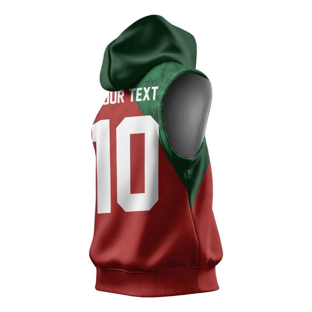 Custom Morocco National Football Sleeveless Hoodie The Atlas Lions Spirit - Wonder Print Shop