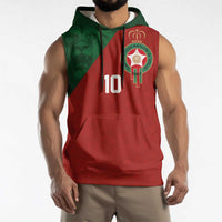 Custom Morocco National Football Sleeveless Hoodie The Atlas Lions Spirit - Wonder Print Shop