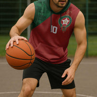 Custom Morocco National Football Sleeveless Hoodie The Atlas Lions Spirit - Wonder Print Shop