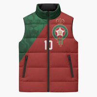 Custom Morocco National Football Sleeveless Puffer Jacket The Atlas Lions Spirit - Wonder Print Shop