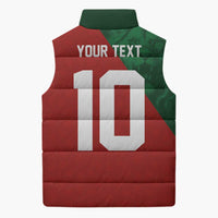 Custom Morocco National Football Sleeveless Puffer Jacket The Atlas Lions Spirit - Wonder Print Shop