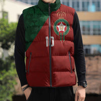 Custom Morocco National Football Sleeveless Puffer Jacket The Atlas Lions Spirit - Wonder Print Shop