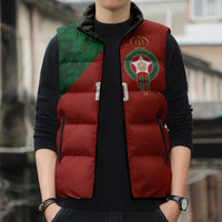Custom Morocco National Football Sleeveless Puffer Jacket The Atlas Lions Spirit - Wonder Print Shop
