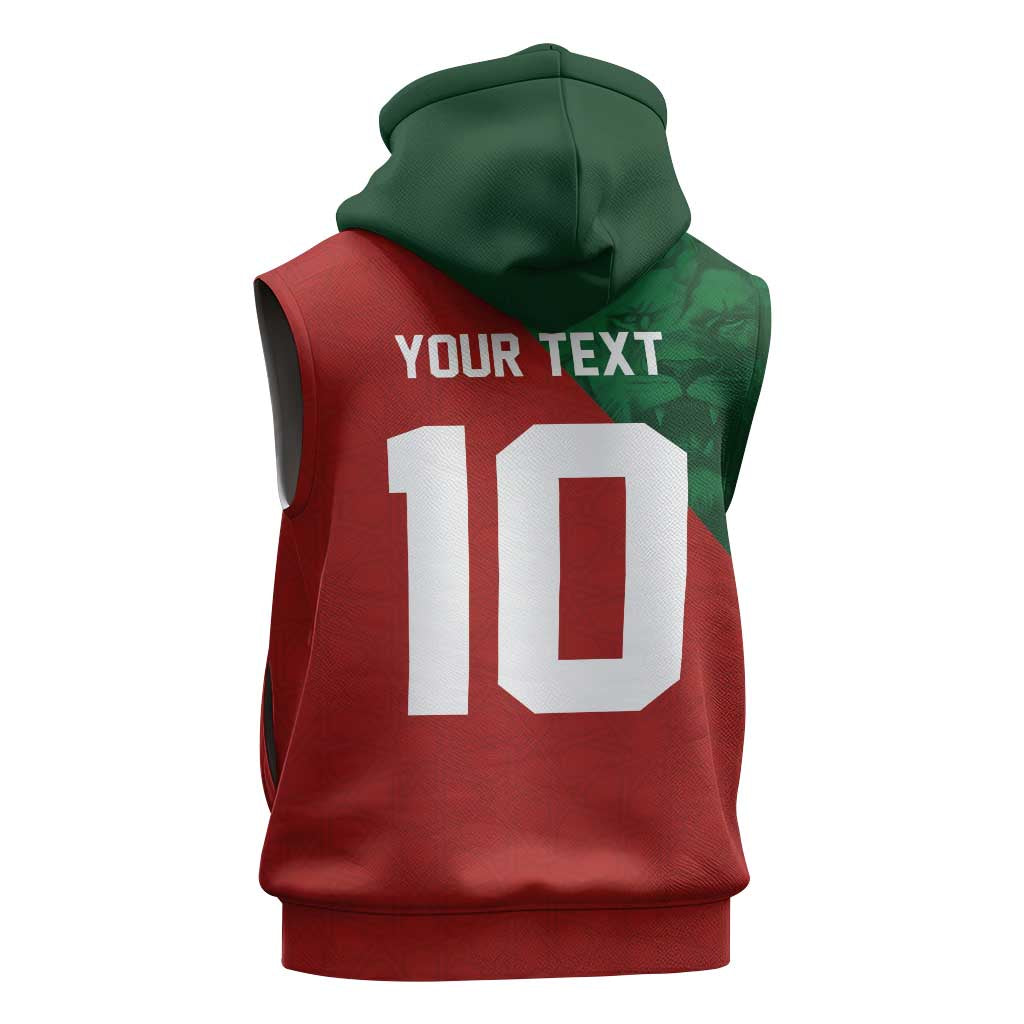 Custom Morocco National Football Sleeveless Zip Hoodie The Atlas Lions Spirit - Wonder Print Shop