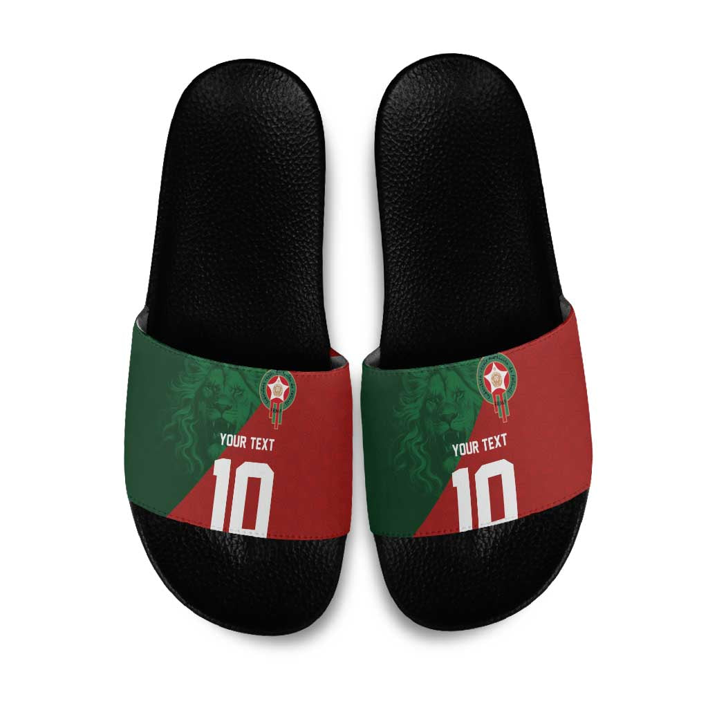 Custom Morocco National Football Slide Sandals The Atlas Lions Spirit - Wonder Print Shop